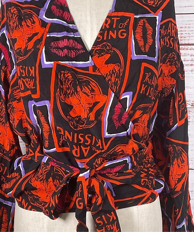 The Kooples The Art of Kissing Wrap Around Top Multicolor 2