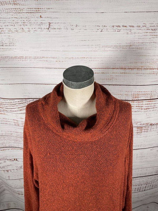 Nomad Women's Cowl Neck Burnt Orange Knit Pullover Sweater Size 8