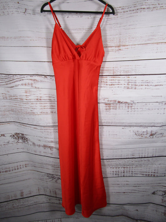 Sandro Women's Orange Flowy Satin Maxi Dress Size S