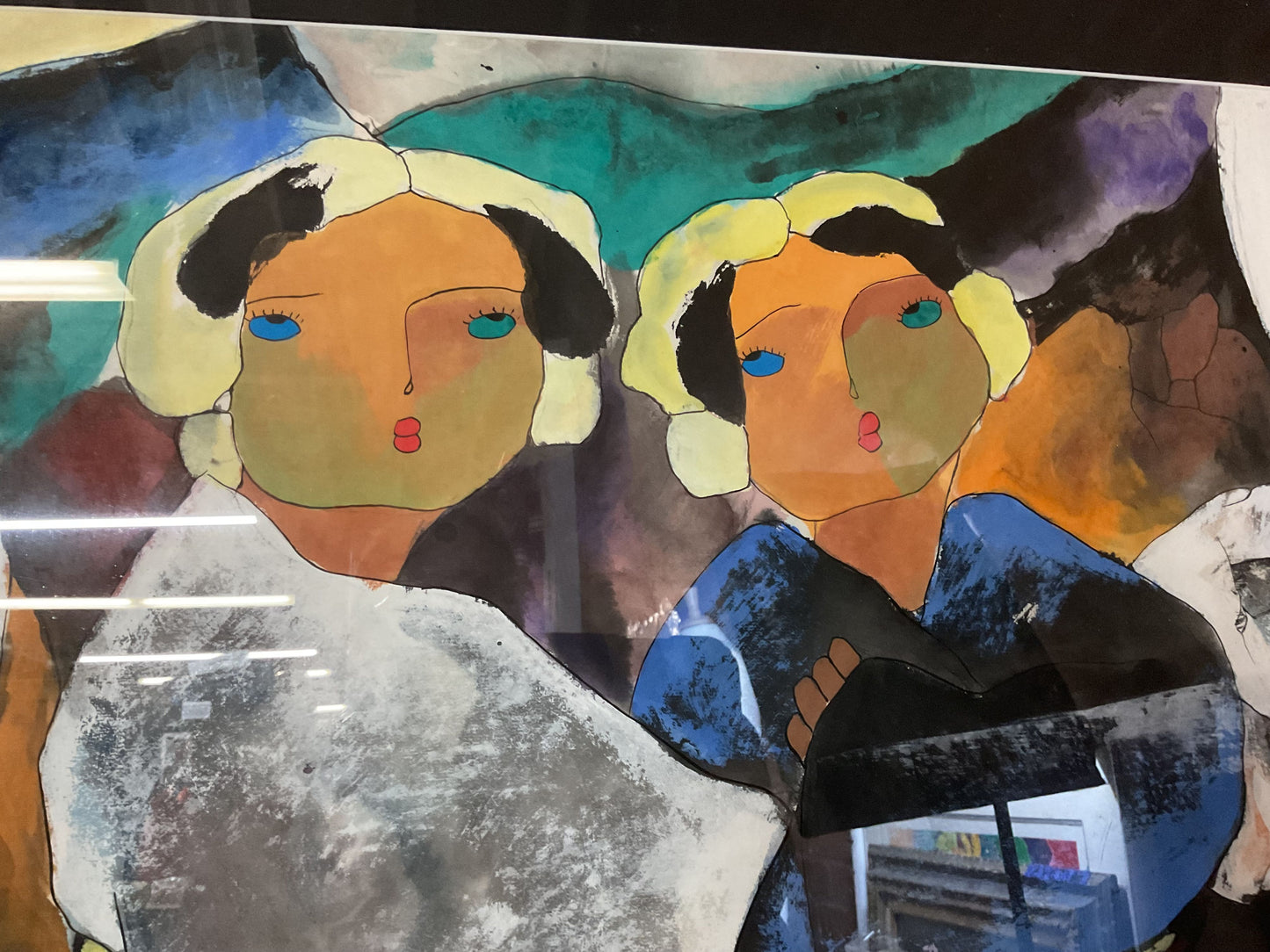 VTG. Signed XIAO JIAHONG Two Women In Kimono's Gouache/Watercolor Painting