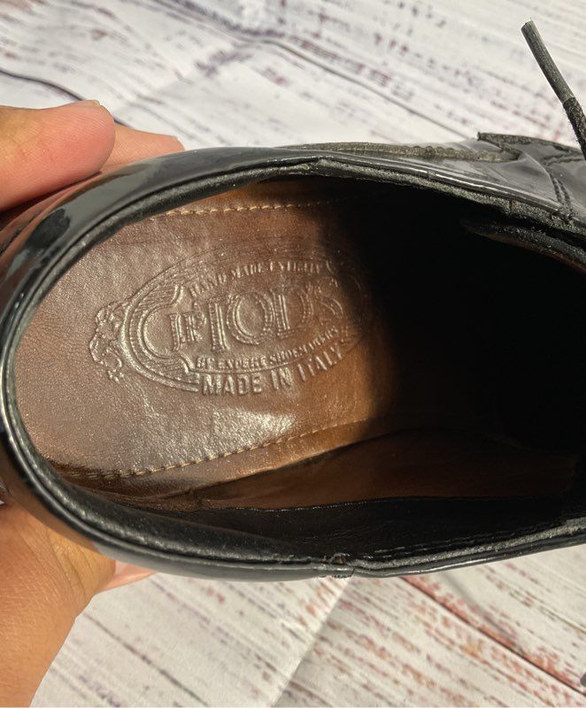 Women's TOD'S Patent Leather Oxford Lace Up Shoes Size 5 Made in Italy