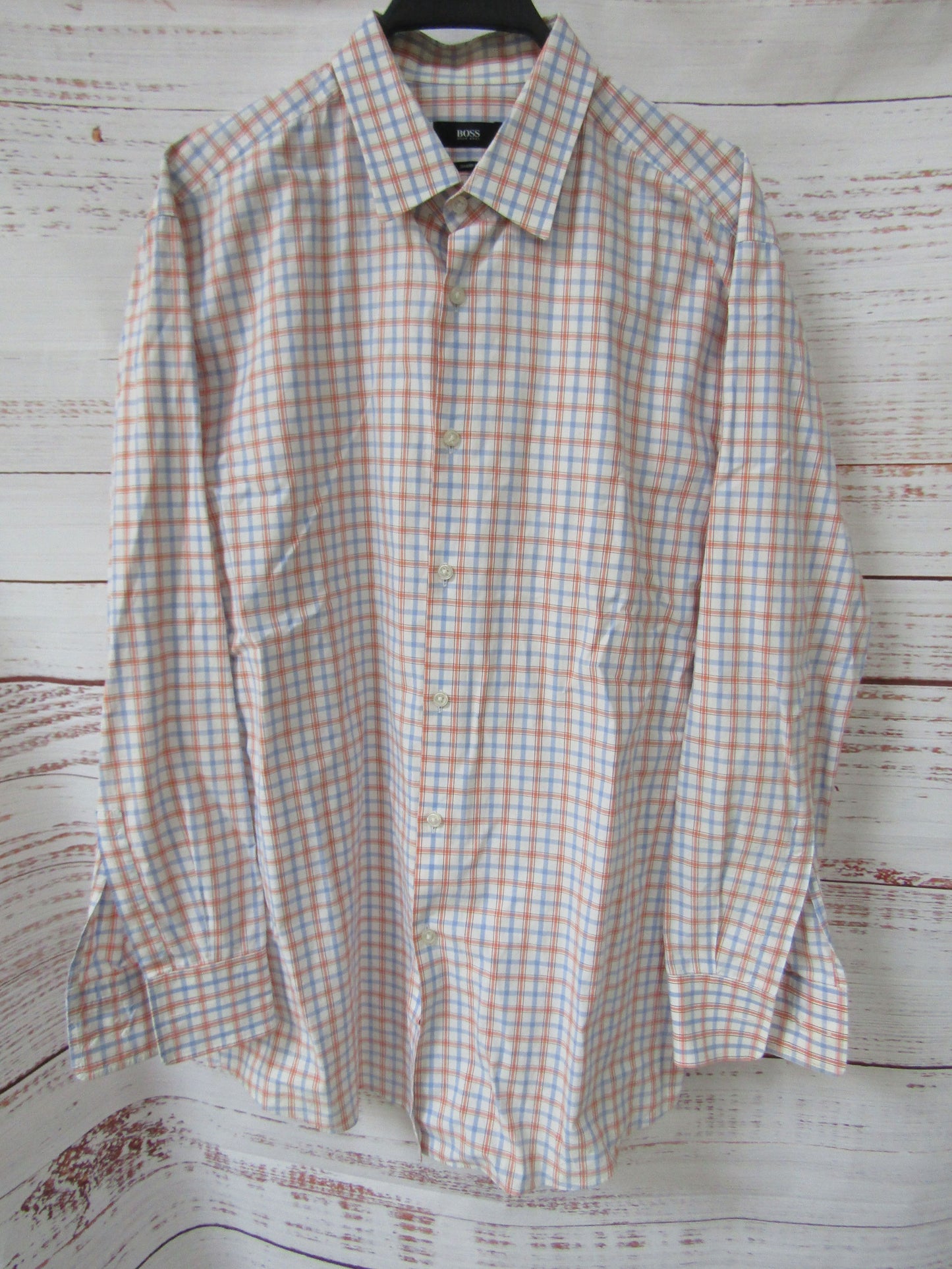 Hugo Boss Paeton Men's Plaid Long Sleeve Button Down Shirt Size 17.5