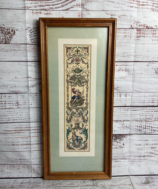 Vintage French Rococo Jupiter with Bull Claude Audran Lithograph Framed Print