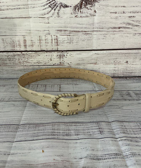 Women's Worth Beige Leather Belt with stitch design Size S