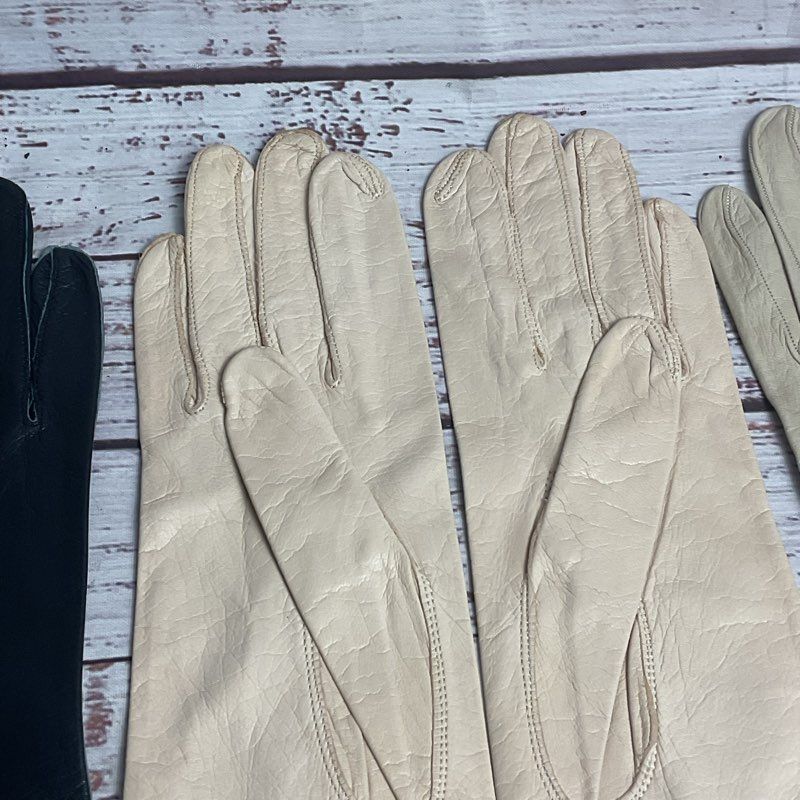 Mixed Lot of 3 Pairs of Vintage Kidskin Mid-Arm Gloves Women's Size Small