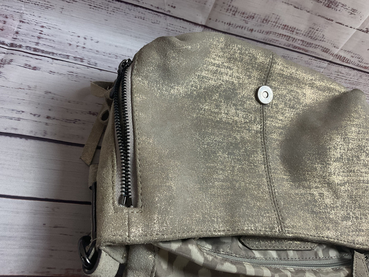 Aimee Kestenberg Gray Golden Satchel Handbag