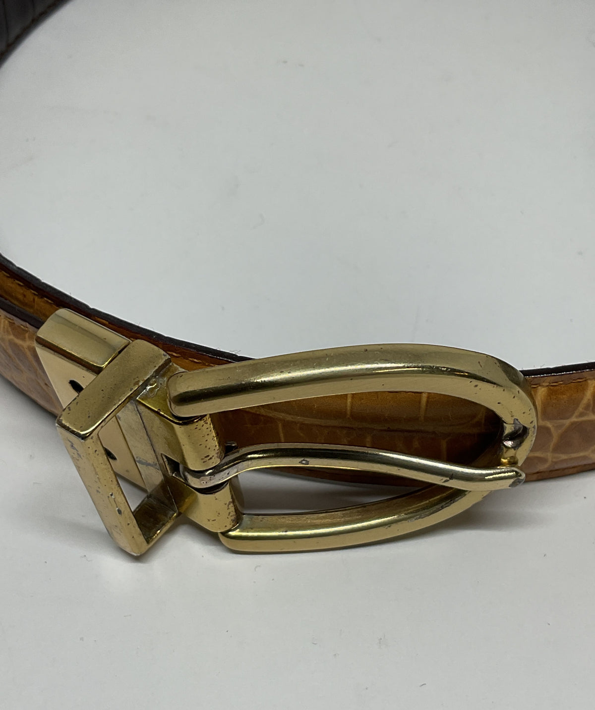 Ralph Lauren Brown Embossed Leather Vintage Belt