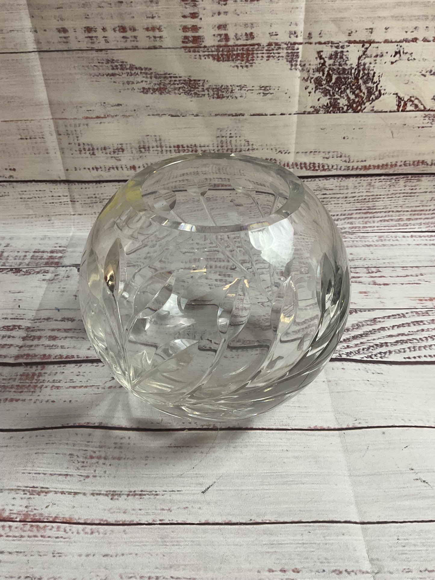 German Democratic Republic Lead Crystal Vase Floral Star Of David Plant