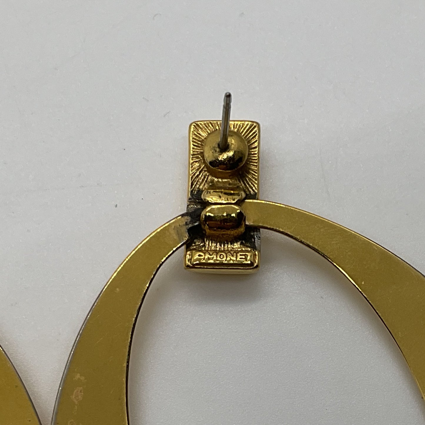 MONET Gold Tone Oval Dangle Earrings- 2.75"
