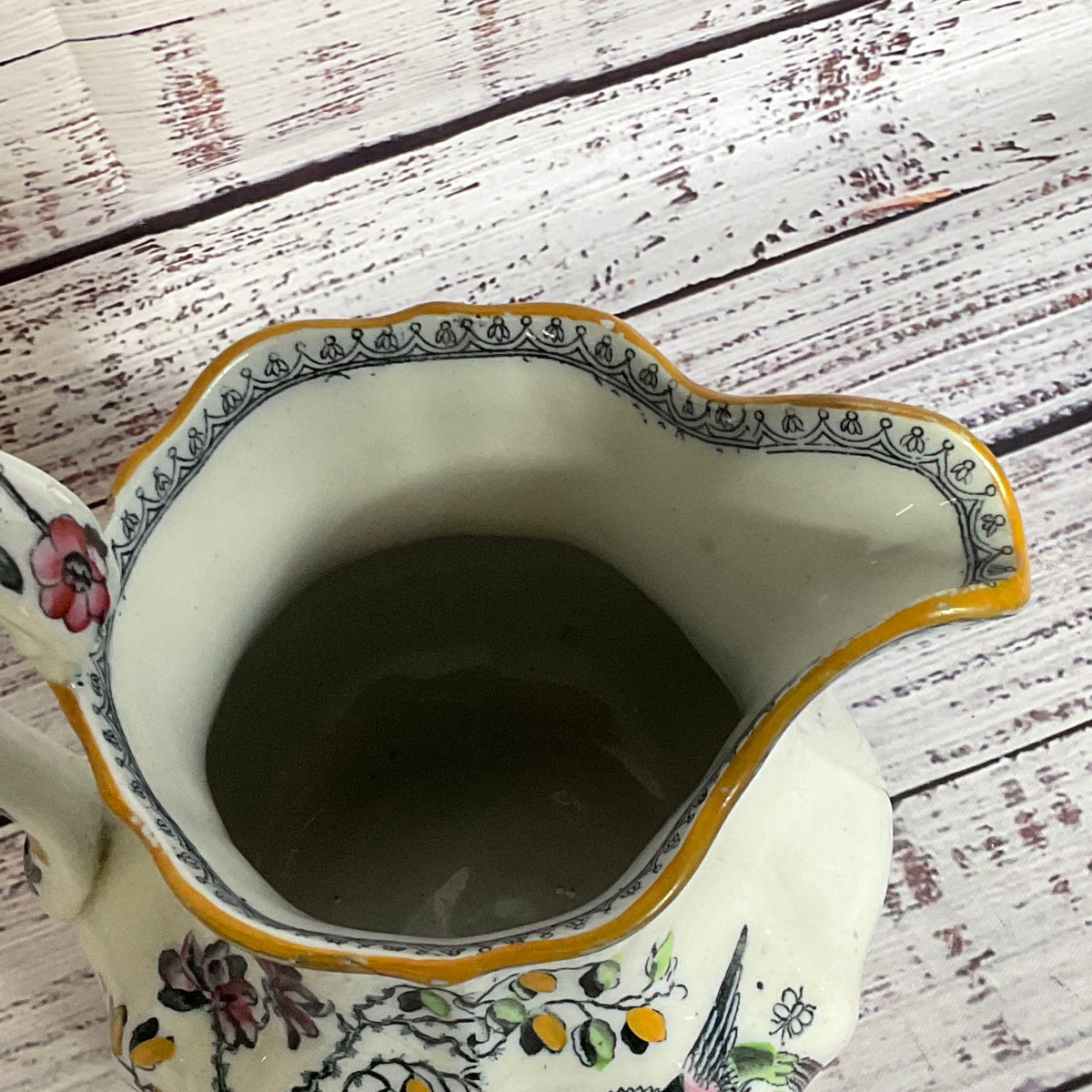 VTG. ASHWORTH BROS England Hanley Chinoserie Willow Handpainted Pitcher- 5.75"