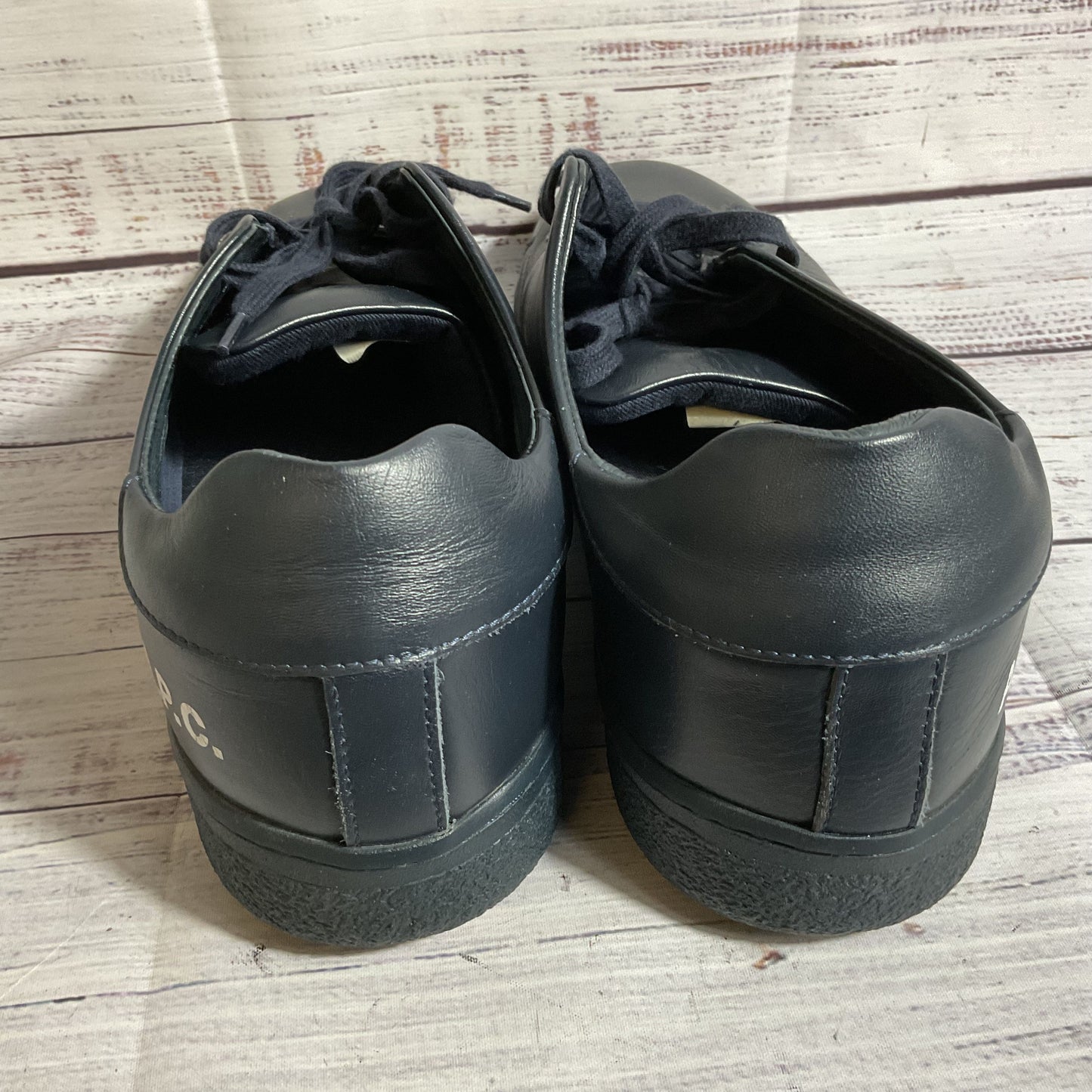 A.P.C. - Men's Leather Navy Blue Sneakers Shoe- SZ 45