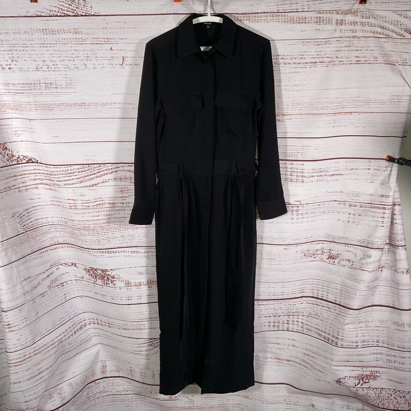 Madewell Black Belted Utility Pocket Wide Leg Jumpsuit - Size 2