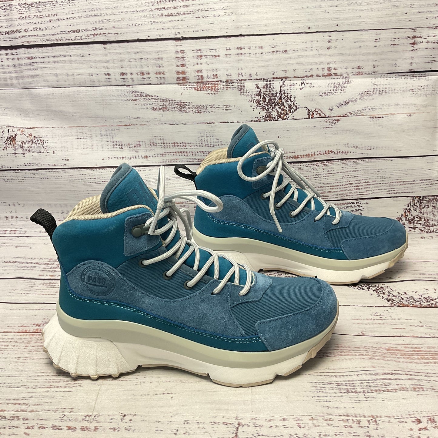 P448 Viking High Top Blue Suede High Top Sneaker Boot Women Size 6.5