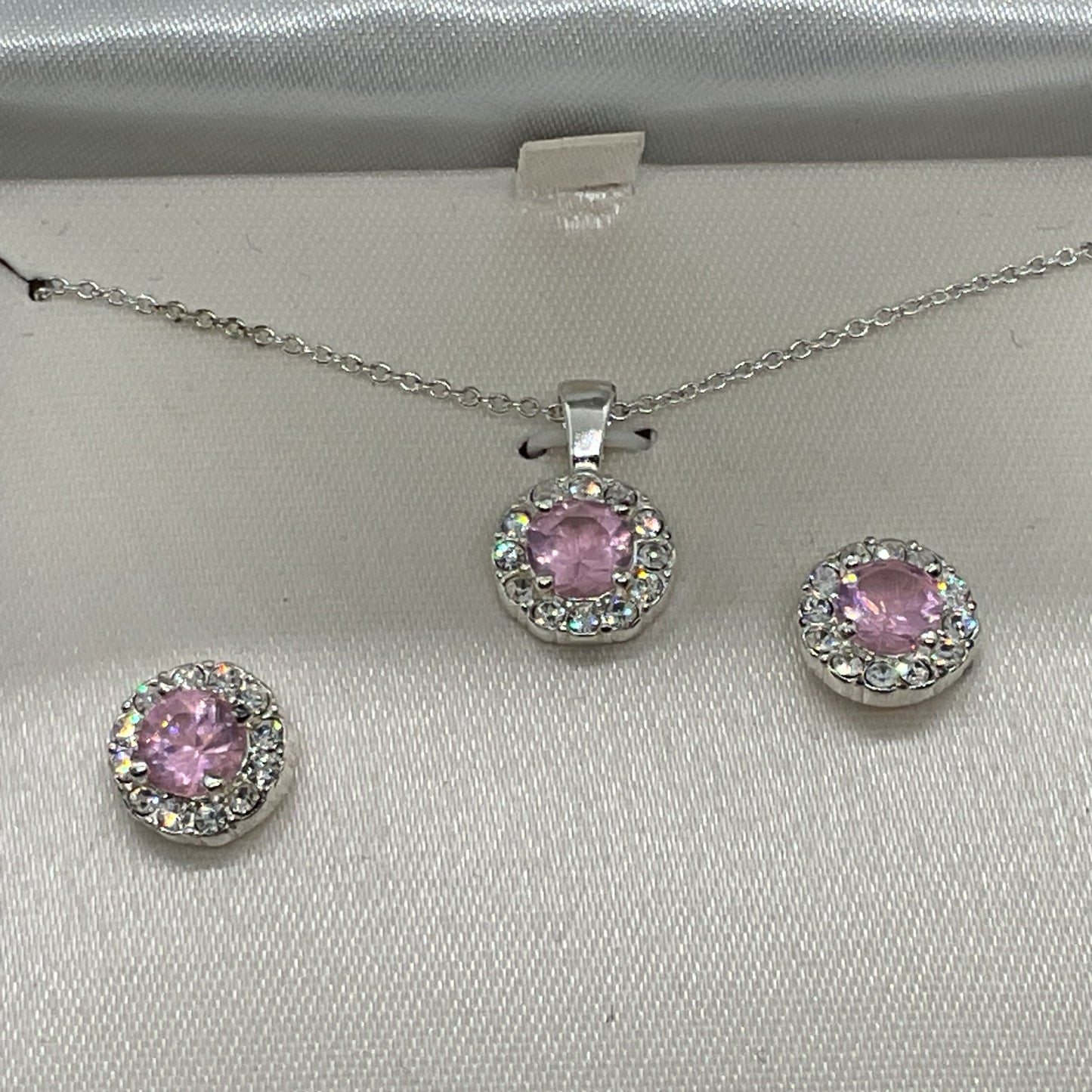 WORTHINGTON Silver Tone & Rhinestone Necklace & Earrings Set