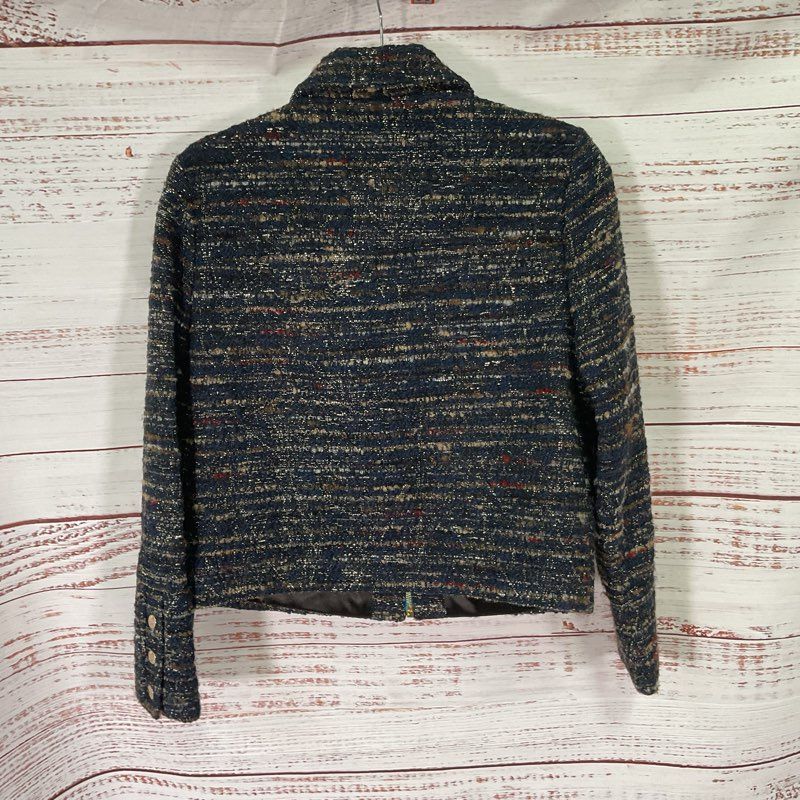 Ted Baker Colour by Numbers Multi Tweed Full Zip Cropped Jacket - Size 2