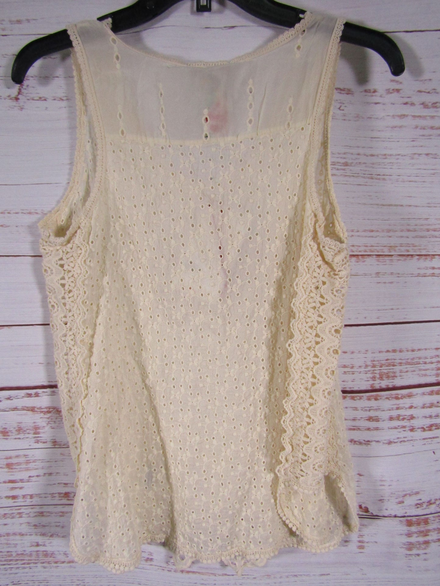 Johnny Was Saige Women's Beige Embroidered Eyelet Tank Top Size XS