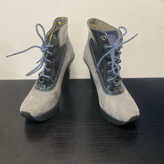 DKNY Britten Sapphire Grey Blue Bootie Heel Rain Boot Women Size 6/36