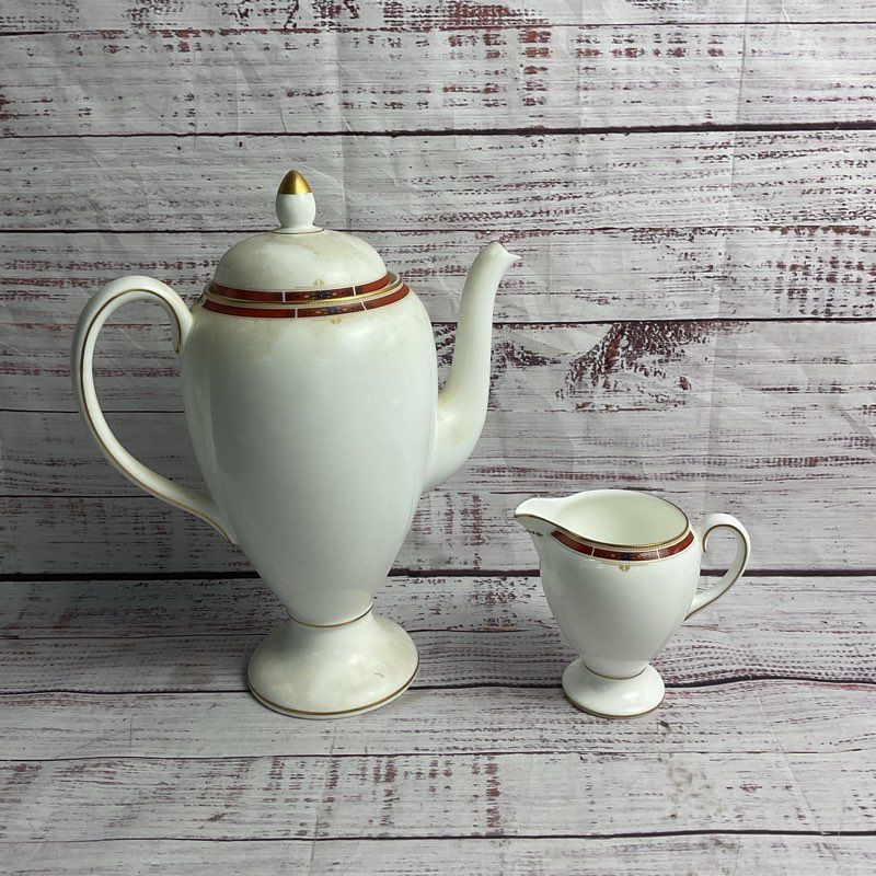 Wedgwood Colorado 2 Pt. Lidded Coffee Pot & Creamer Bone China Set
