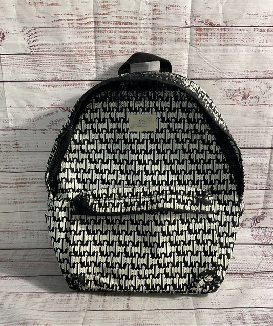 Rare Essentials Fear Of God Designer Black White Zip Shoulder Straps Backpack