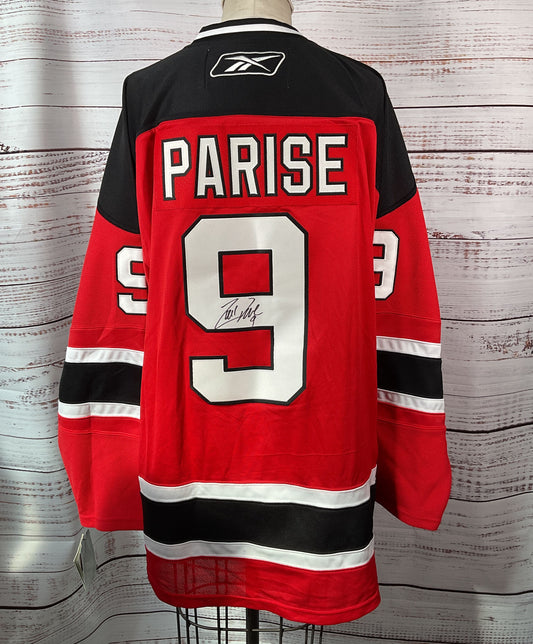 NHL Reebok New Jersey Devils #9 Zach Parise Autographed Jersey Red Black XL