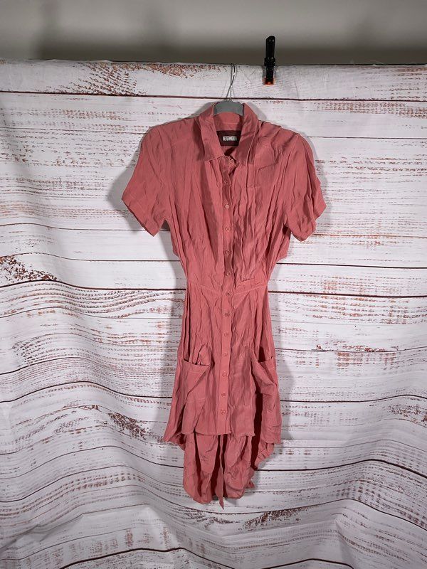Reformation Women's Dusty Pink Asymmetrical Midi Pocket Dress Size S