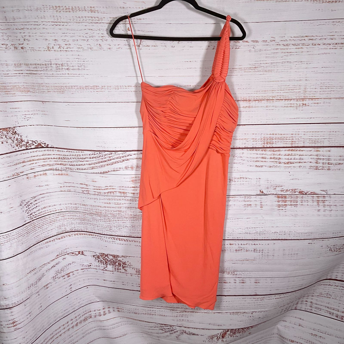Temperley London Salmon Orange One Shoulder Silk Lined Dress - Size 8