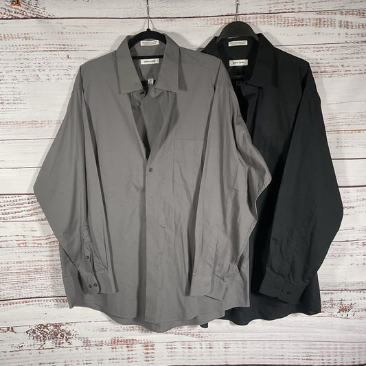 Pierre Cardin 2 pc. Button Up Dress Shirt Lot Black/Gray Men's Size XL