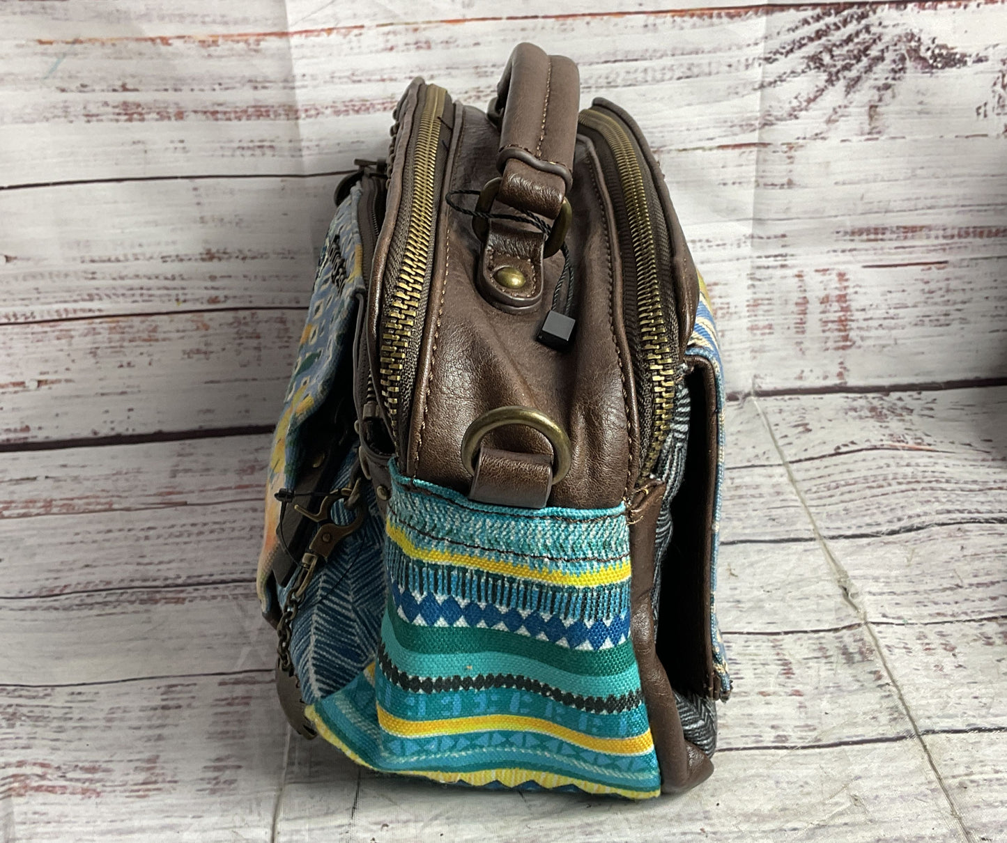 Desigual Studded Patch Fabric Top Handle Bag Multicolor