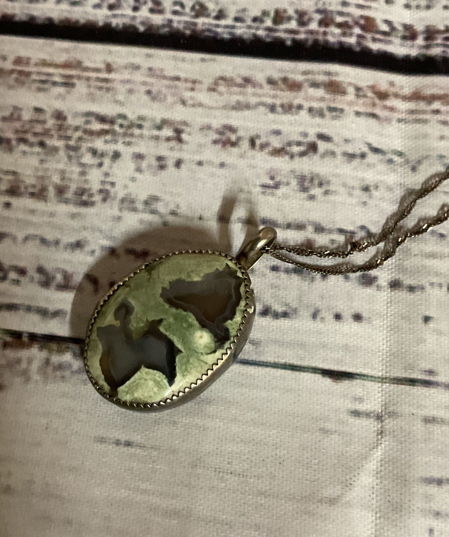 Unbranded Sterling Silver Vintage Stone Pendant Chain Necklace