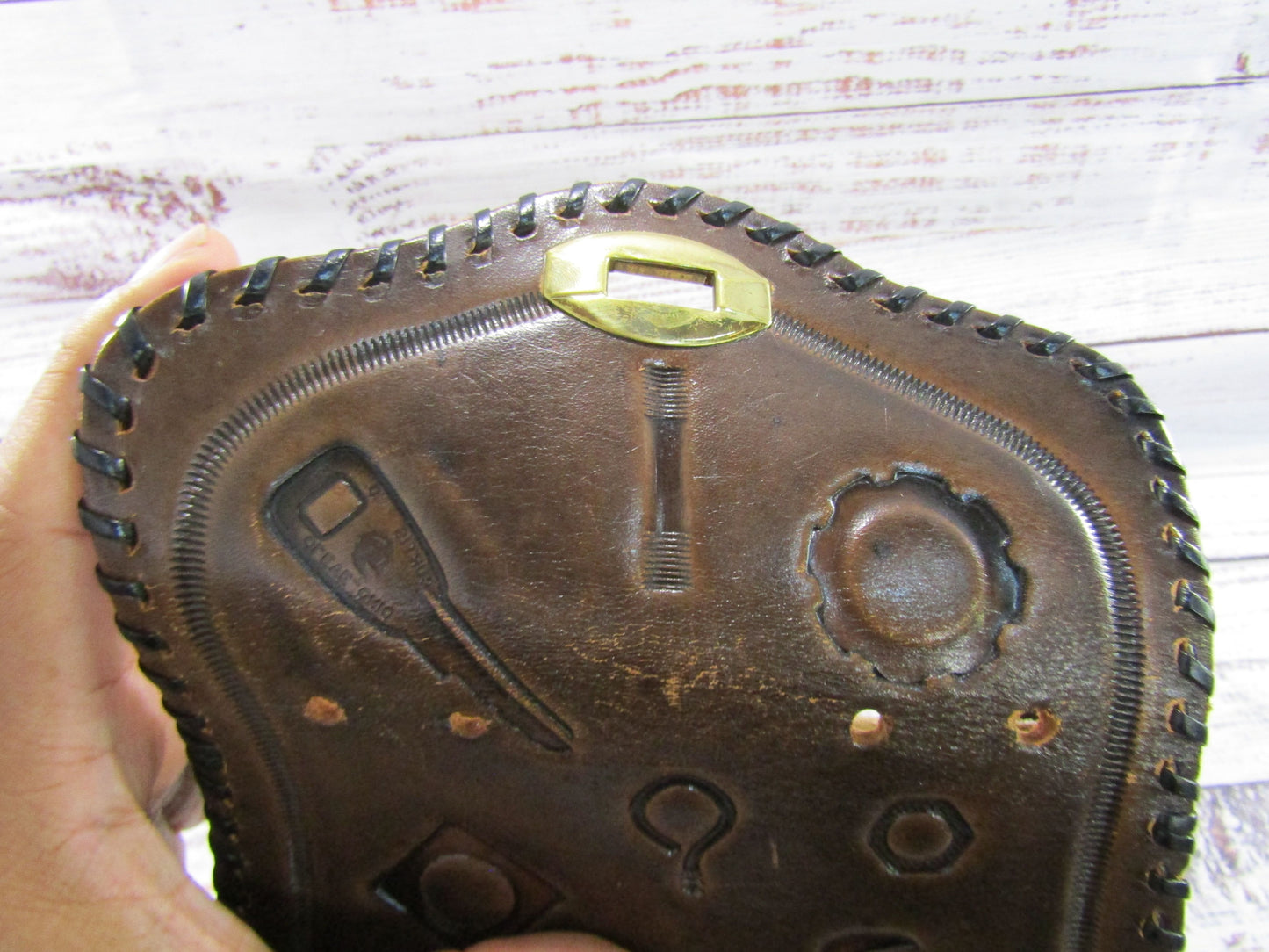 Vintage Artisan Handcrafted Leather Hardware & Tool Motif Clutch Bag