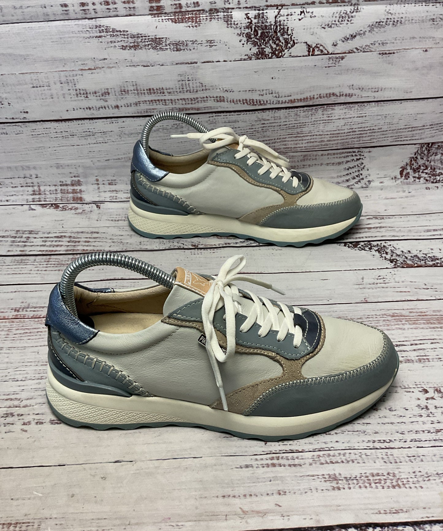 Pikolinos Arrecife W1M White Blue Leather Sneaker Shoe Women Size 7.5US 38EU