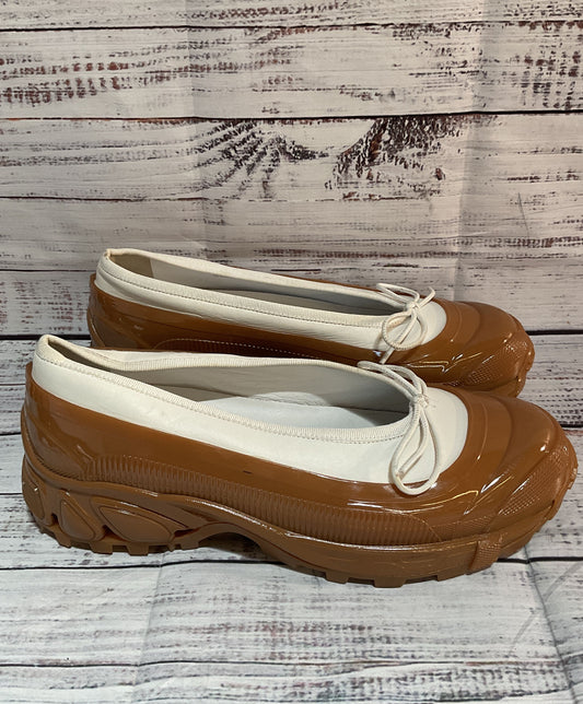 Burberry Leather Linford Rubber Platform Ballet Flats White 8.5
