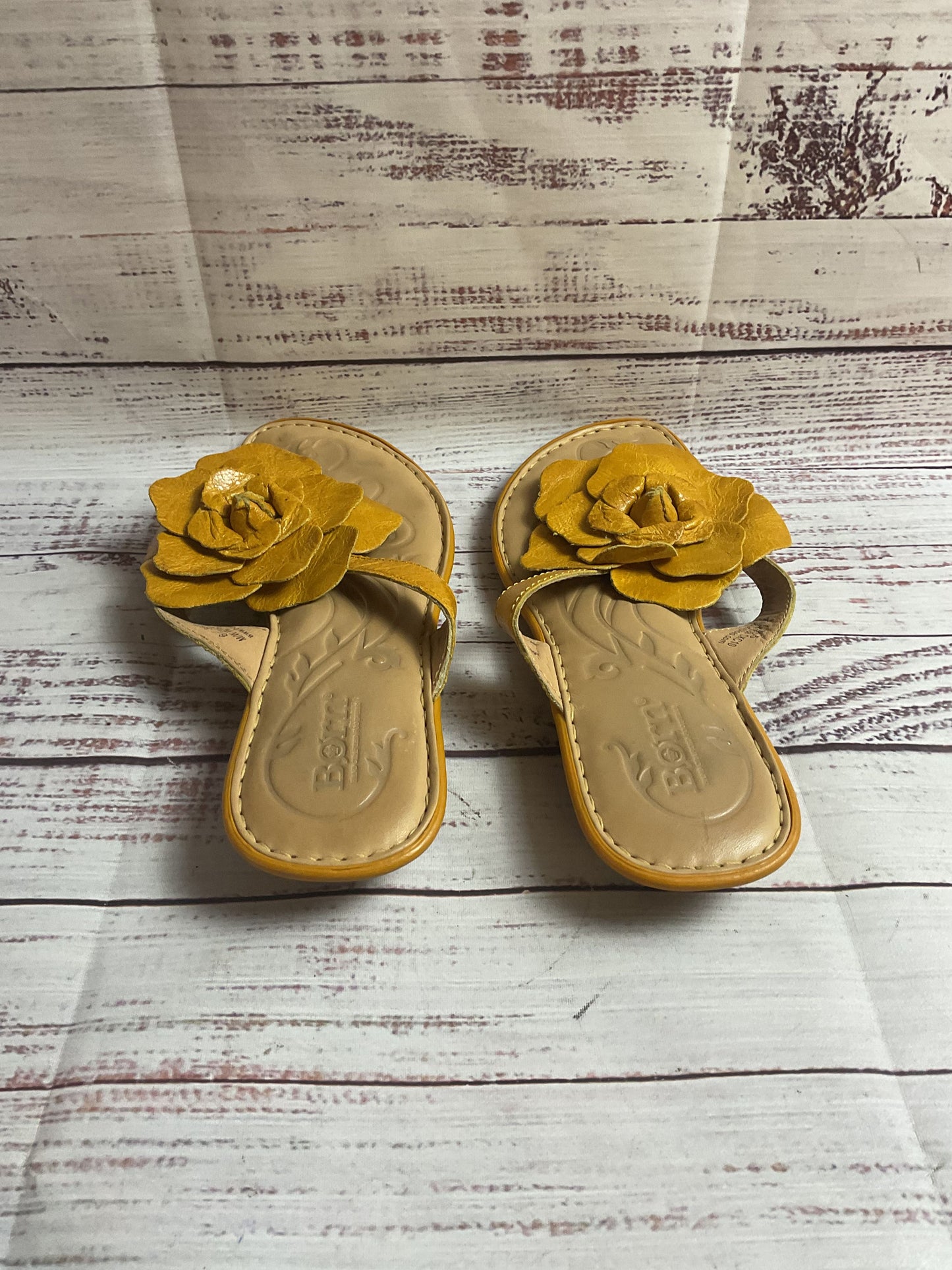 Born Yellow Slip-On Flower Sandal Women 6