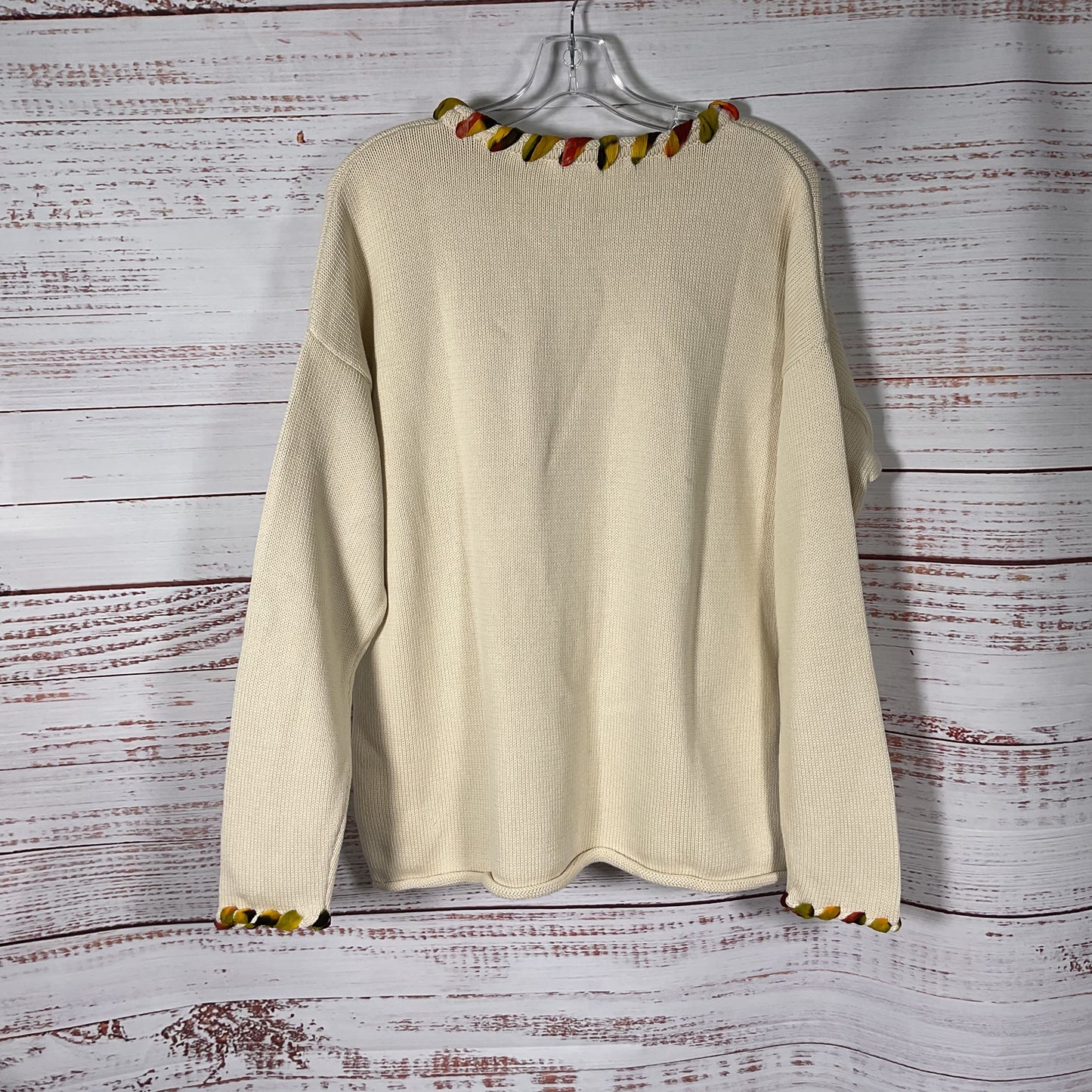 Chan Luu Whipstitch Eggshell White Knit Sweater O/S