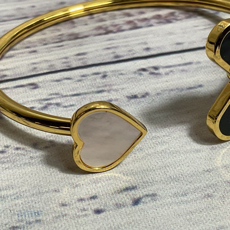 KATE SPADE Gold Tone Onyx, Mother of Pearl and Faux Pearl Cuff Bracelet