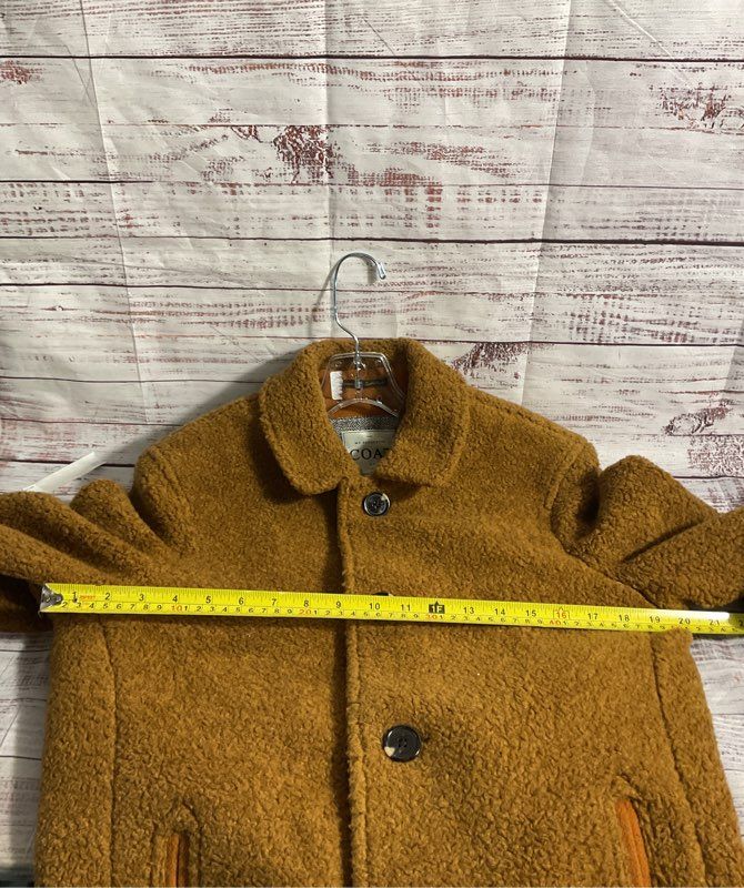 Scotch & Soda Women's Light Brown Wool Blend Fleece Button Overcoat Size M