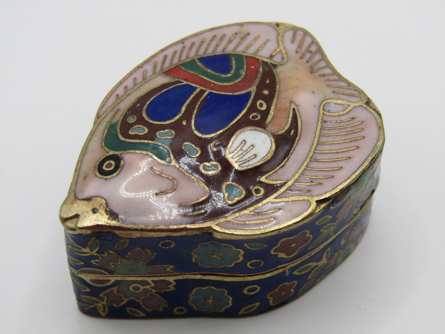 Vintage Handcrafted Cloisonne Enamel Fish Pill Box
