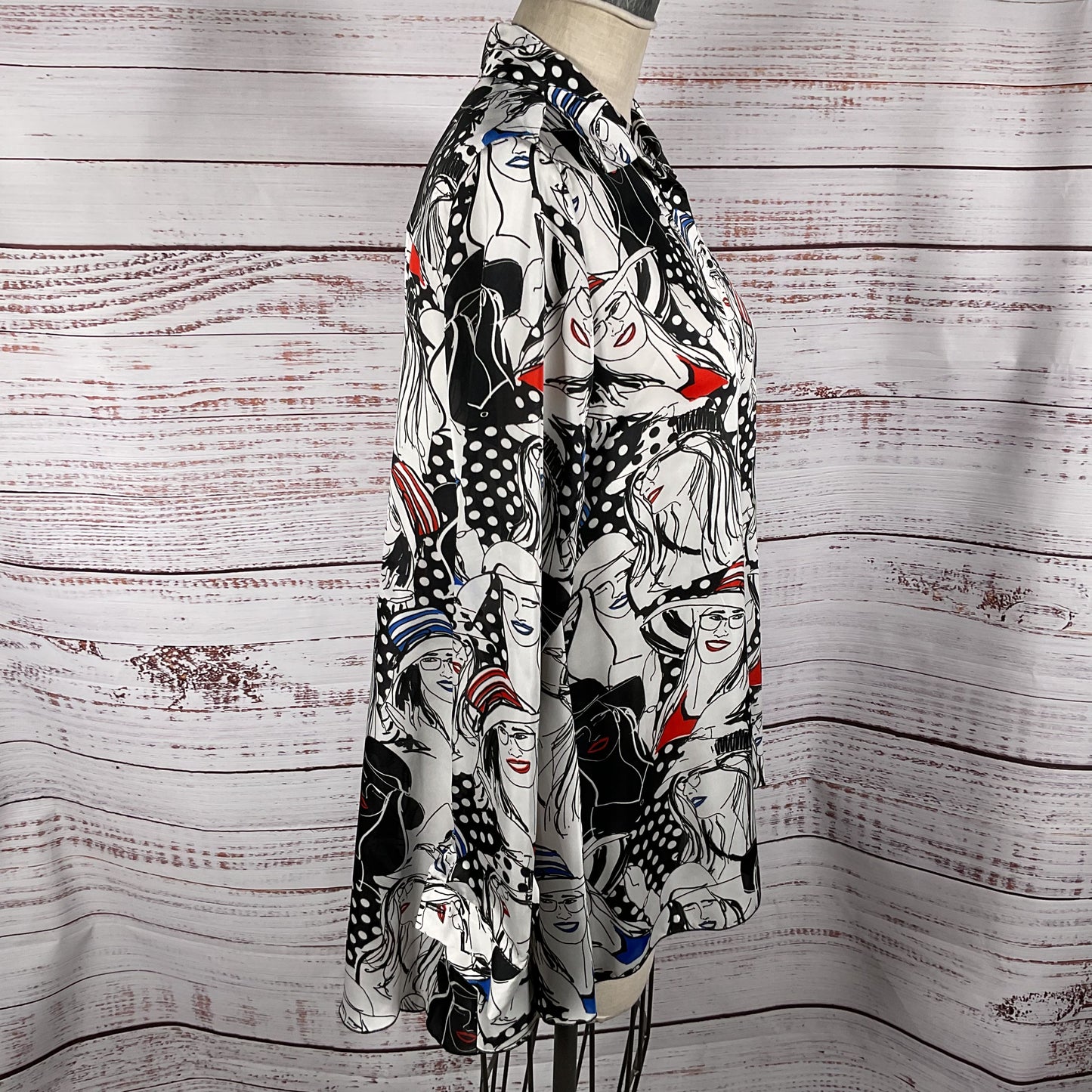 NWT JEFF GALLANO Paris Women's Print Long Sleeve Collar Blouse- SZ 2