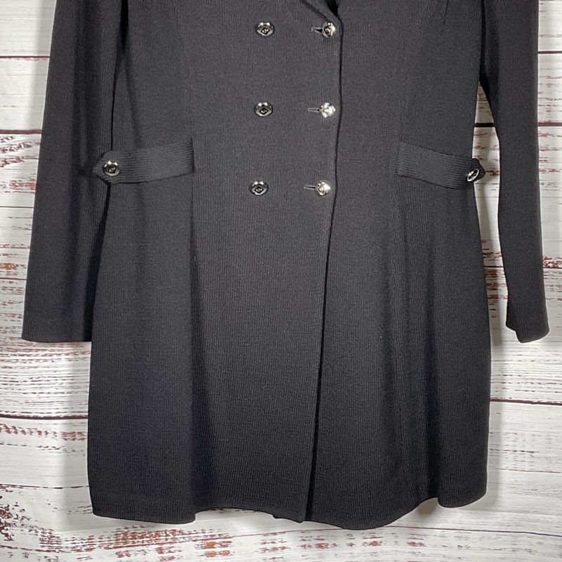 VTG. ST. JOHN Women's Knit Double Breast Long Jacket with Side Accent- SZ 12