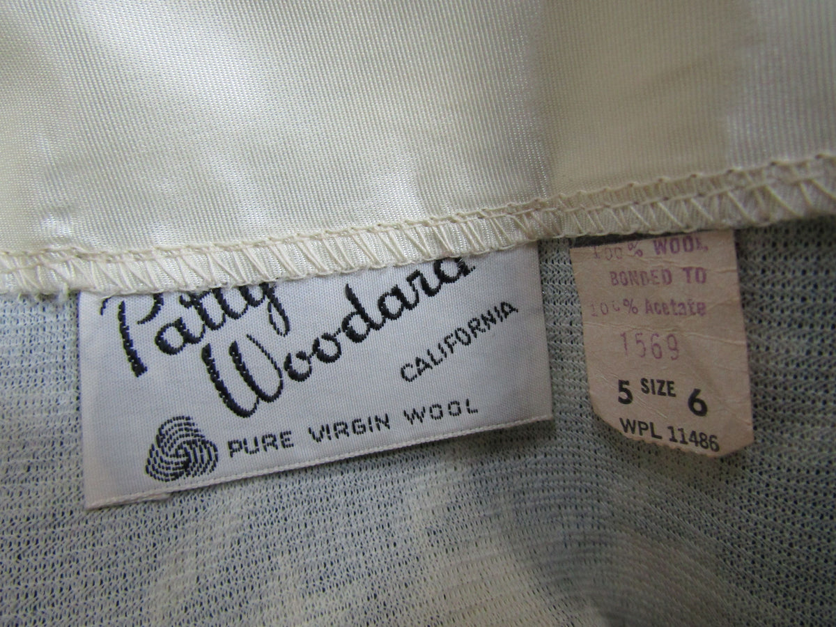 Vintage Patty Woodman Women's Green Houndstooth Wool Skirt Size 6