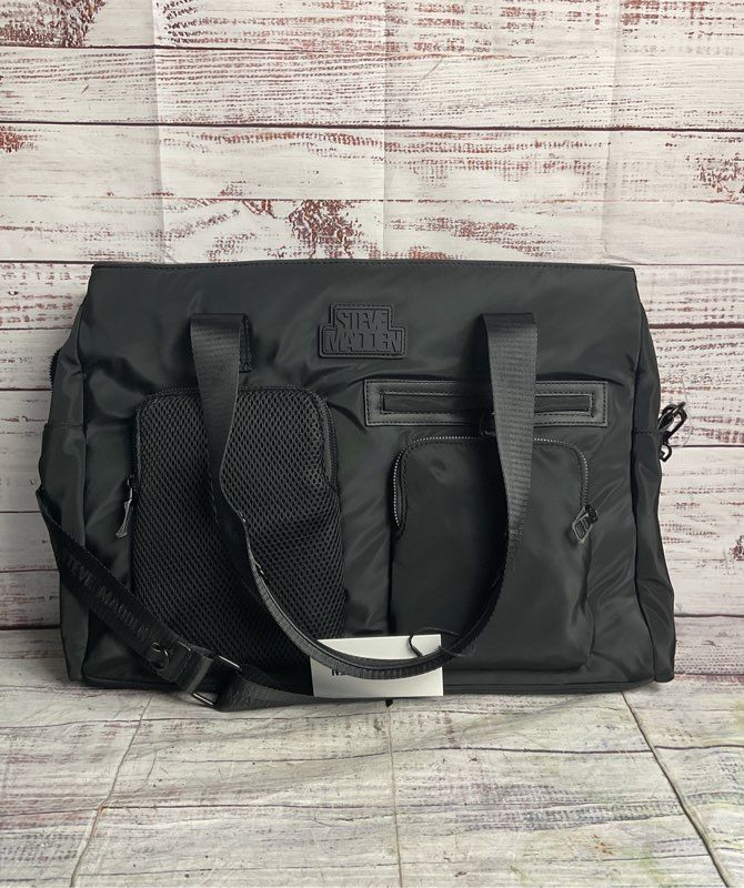 Steve Madden Brandy Utility Weekender Tote Bag Black