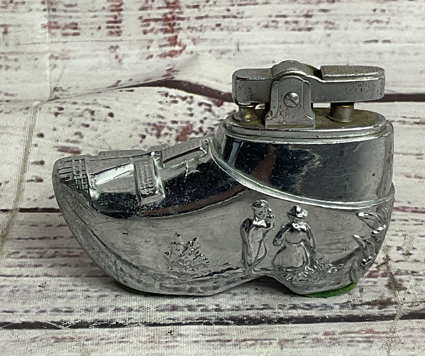 Vintage Mid Century Dutch Windmill Clog Lighter Silver Plated