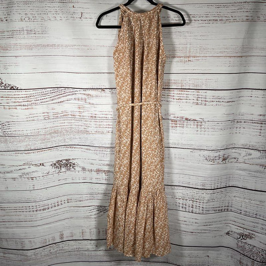 NWT Mirth Corsica Desert Sand Coral Brown Patterned Belted Sheath Dress - Size M