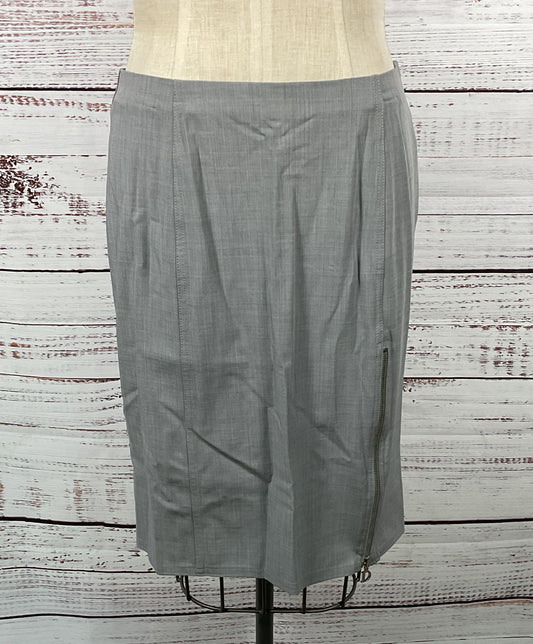 Christian Dior Vintage Exposed Zipper Pencil Skirt Gray 14