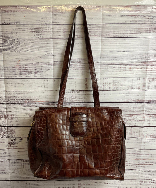 VTG Joan & David Women's Croc Leather Tote Bag
