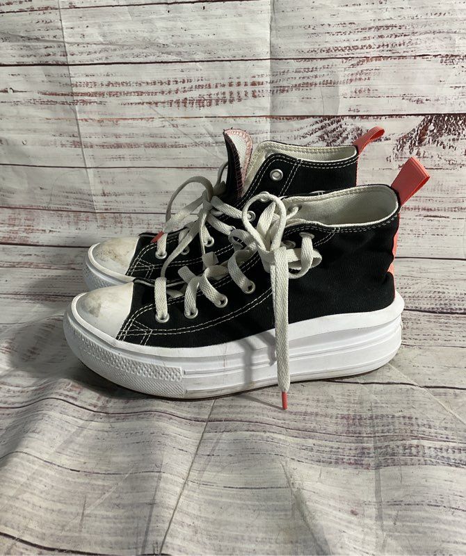 Chuck Taylor All Star Move Platform Pink & Black Canvas Sneakers Size 3Y