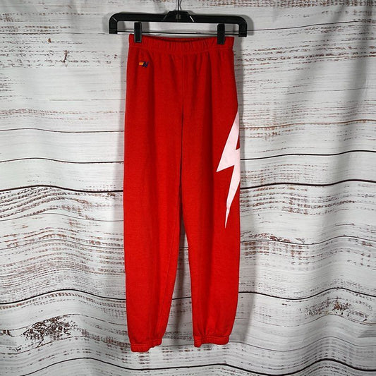 Aviator Nation Red Lightning Bolt Print Jogger Sweatpants Children's Size 12