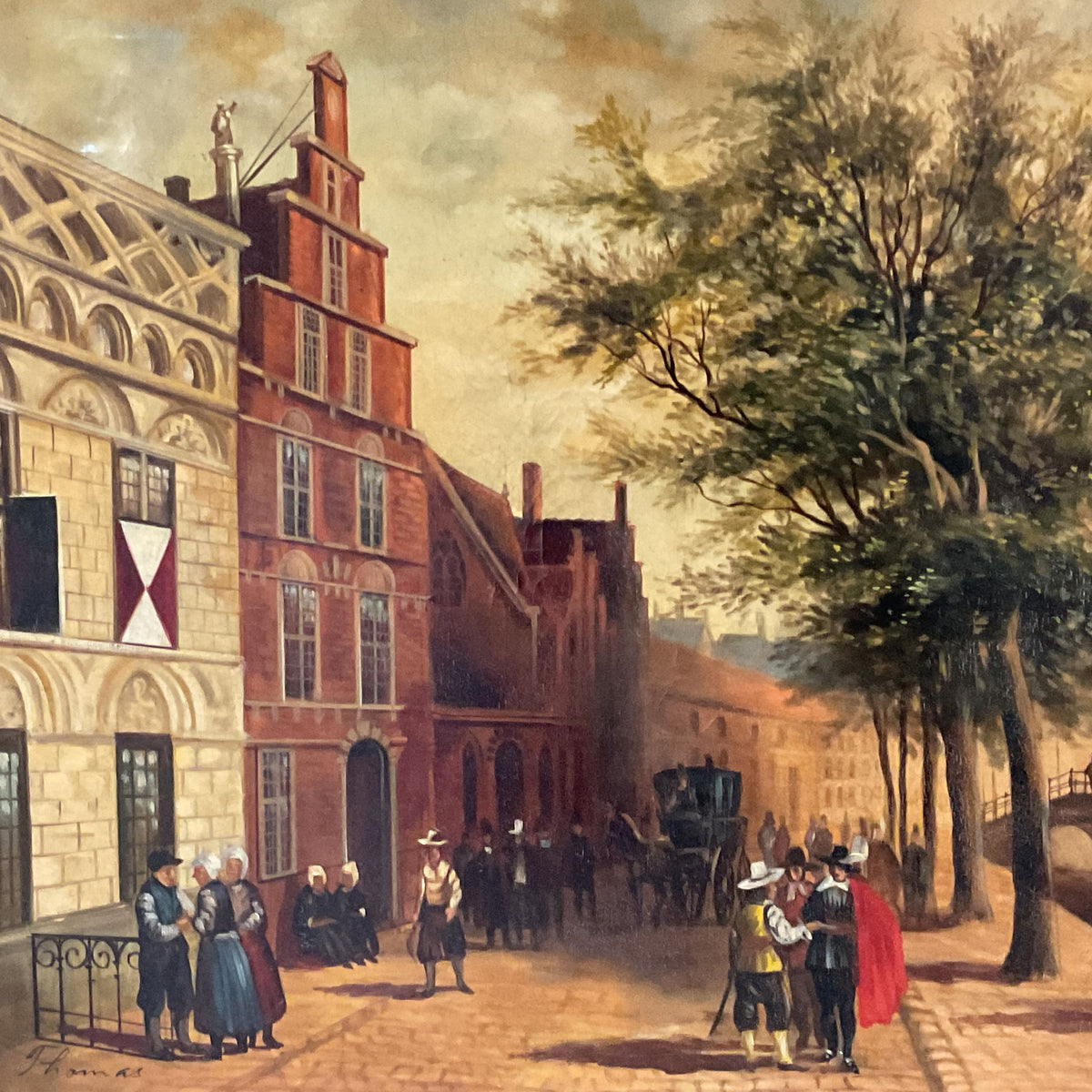 The Gemeenlandshuis and Old Church, Delft, Summer REPRODUCTION Signed by Thomas