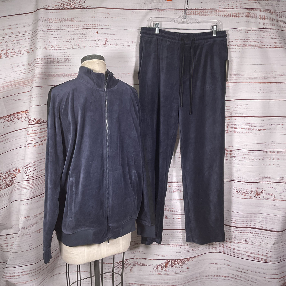 NWT TENORE Men's Navy Blue Velour Track Suit- SZ L