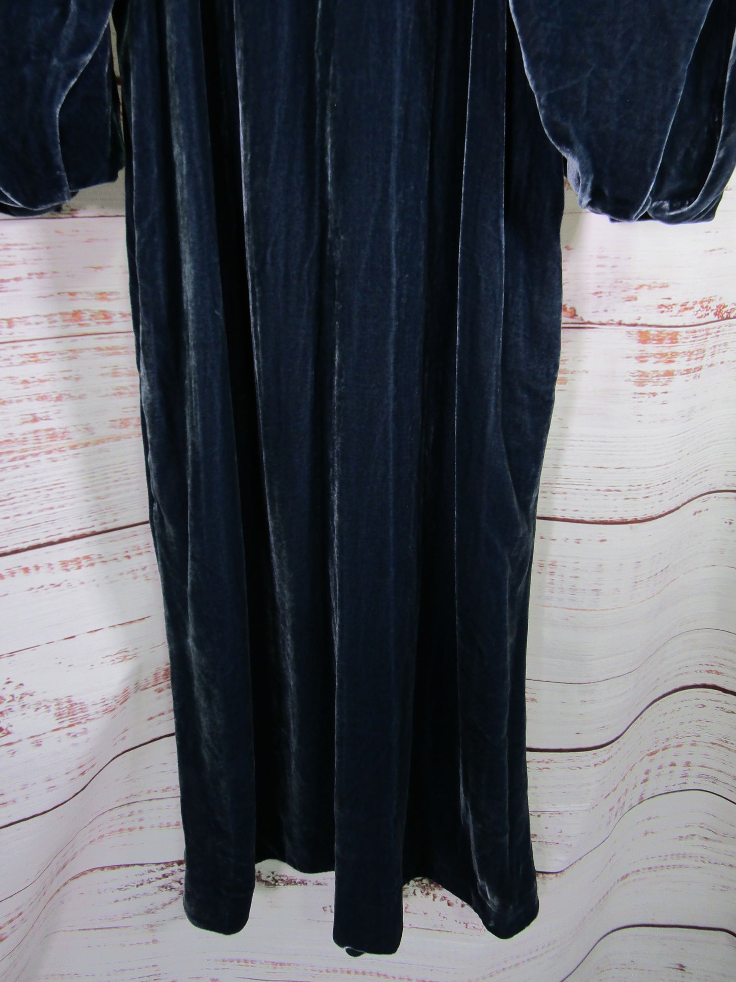 COS Women's Navy Blue Silk Blend Velvet Puff Sleeve Dress Size 8